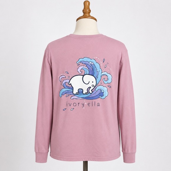 ivory ella Tops - Ivory Ella Long Sleeve T-Shirt Womens Medium Pink Good Wave Graphic Aquarius